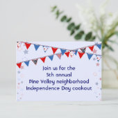 Red White en Blue Banner Cookout Kaart (Staand voorkant)