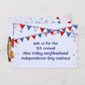 Red White en Blue Banner Cookout Kaart (Voorkant / Achterkant)