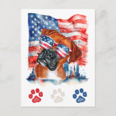 Red White en Blue Boxer Dog American 4 juli Feestdagenkaart (Voorkant)