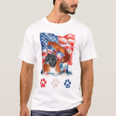 Red White en Blue Boxer Dog American 4 juli T-shirt (Voorkant)