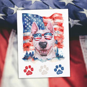 Red White en Blue Bull Terrier Hond 4 juli Feestdagenkaart