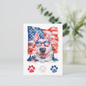 Red White en Blue Bull Terrier Hond 4 juli Feestdagenkaart (Staand voorkant)