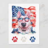 Red White en Blue Bull Terrier Hond 4 juli Feestdagenkaart (Voorkant)
