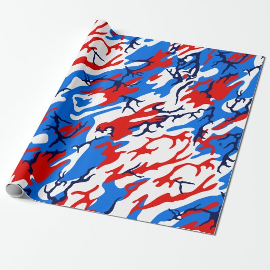 Red White en Blue Camo Cadeaupapier (Uitgerold)