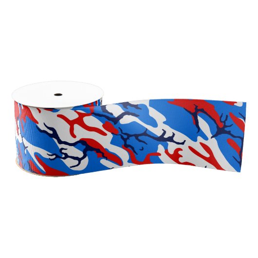 Red White en Blue Camo Grosgrain Lint (Spoel)