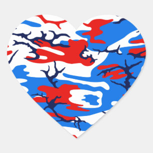 Red White en Blue Camo Hart Sticker