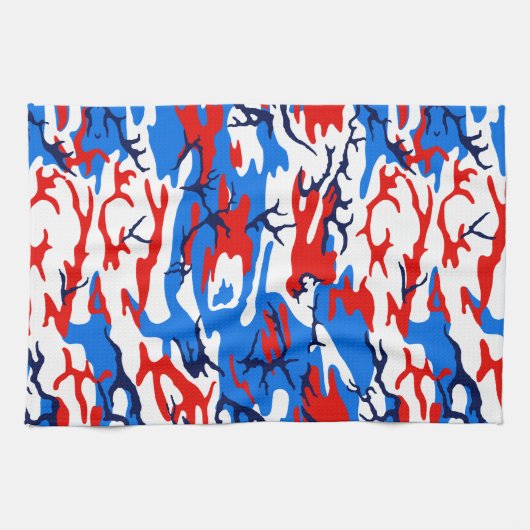 Red White en Blue Camo Theedoek (Horizontaal)