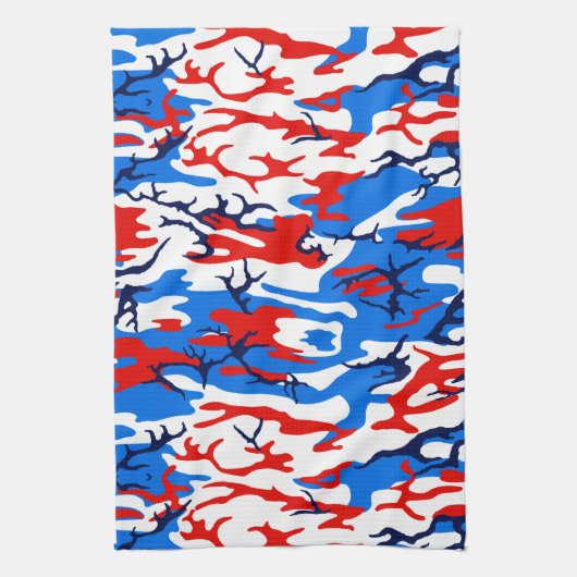 Red White en Blue Camo Theedoek (Verticaal)