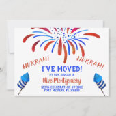 Red White en Blue Celebration Moving Aankondiging (Voorkant)