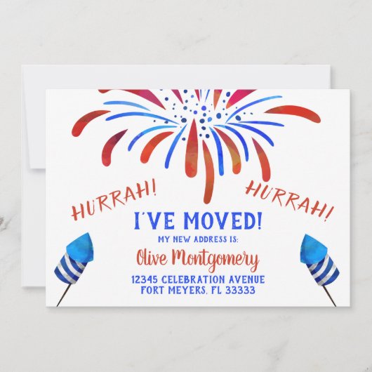 Red White en Blue Celebration Moving Aankondiging (Voorkant)