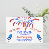 Red White en Blue Celebration Moving Aankondiging (Staand voorkant)