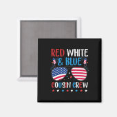 Red White en Blue Cousin Crew 4 juli Magneet (Voorkant / Achterkant)
