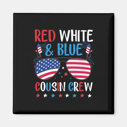 Red White en Blue Cousin Crew 4 juli Magneet (Voorkant)