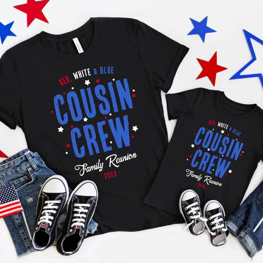 Red White en Blue Cousin Crew 4 juli T-shirt