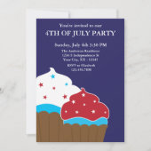 Red White en Blue Cupcakes, 4e juli Partij Kaart (Voorkant)