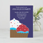 Red White en Blue Cupcakes, 4e juli Partij Kaart (Staand voorkant)