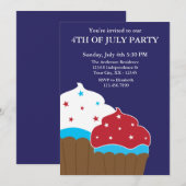 Red White en Blue Cupcakes, 4e juli Partij Kaart (Voorkant / Achterkant)