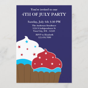 Red White en Blue Cupcakes, 4e juli Partij Kaart