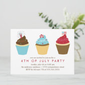 Red White en Blue Cupcakes, 4e juli Partij Kaart (Staand voorkant)