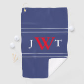 Red White en Blue Custom Monogrammed Golfhanddoek (Insitu)