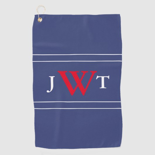 Red White en Blue Custom Monogrammed Golfhanddoek (Voorkant)