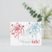 Red White en Blue Fireworks, 4 juli Briefkaarten (Staand voorkant)