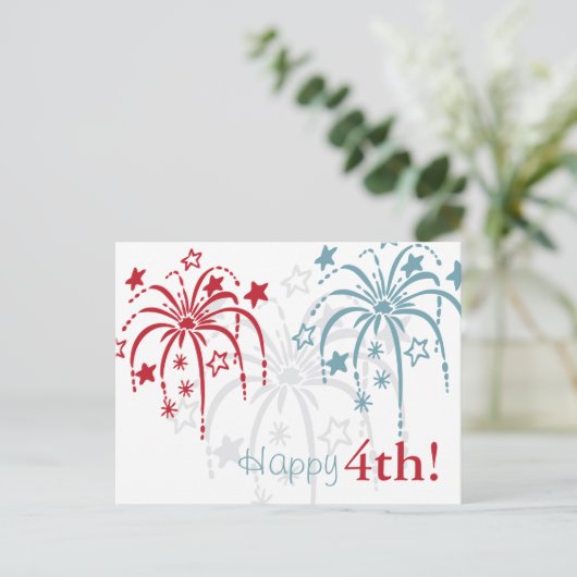 Red White en Blue Fireworks, 4 juli Briefkaarten (Staand voorkant)