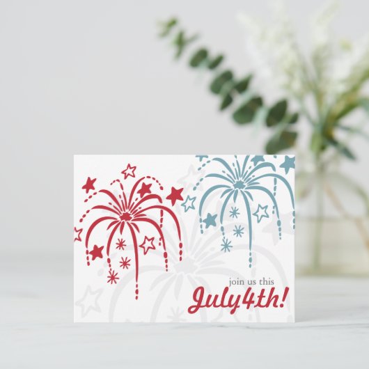 Red White en Blue Fireworks, 4 juli Briefkaarten (Staand voorkant)