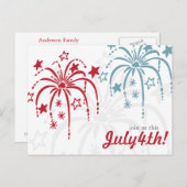 Red White en Blue Fireworks, 4 juli Briefkaarten (Voorkant / Achterkant)