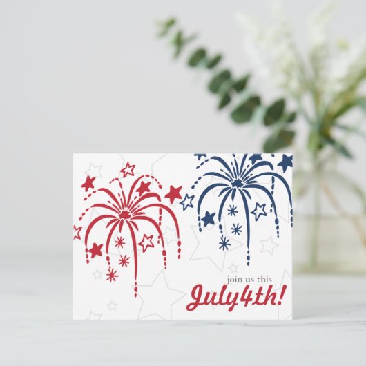 Red White en Blue Fireworks, 4 juli Briefkaarten (Staand voorkant)