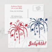 Red White en Blue Fireworks, 4 juli Briefkaarten (Voorkant / Achterkant)
