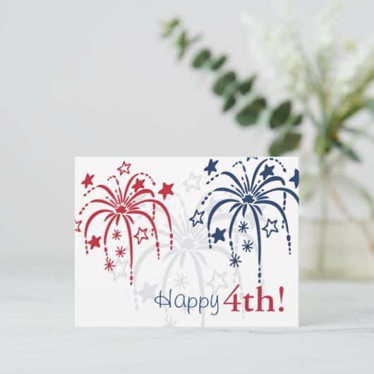 Red White en Blue Fireworks, 4 juli Briefkaarten (Staand voorkant)
