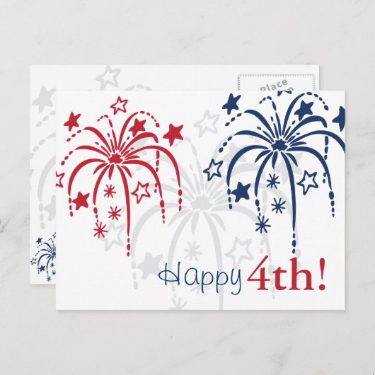 Red White en Blue Fireworks, 4 juli Briefkaarten (Voorkant / Achterkant)