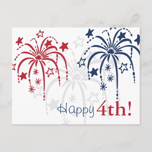 Red White en Blue Fireworks, 4 juli Briefkaarten (Voorkant)