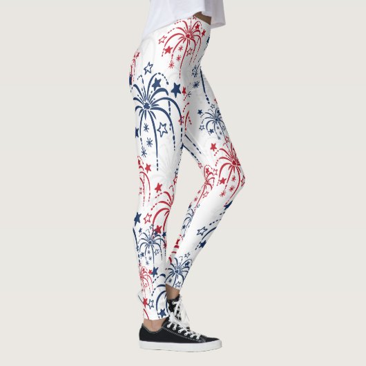 Red White en Blue Fireworks, 4 juli Leggings (Rechts)
