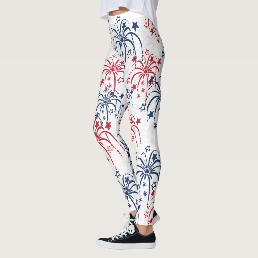 Red White en Blue Fireworks, 4 juli Leggings (Links)