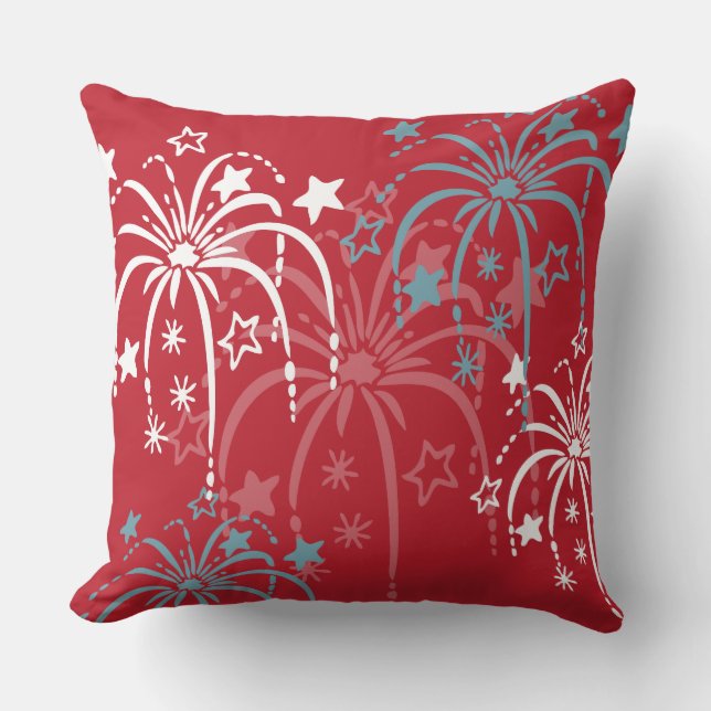 Red White en Blue Fireworks, 4 juli Pillow Kussen (Voorkant)