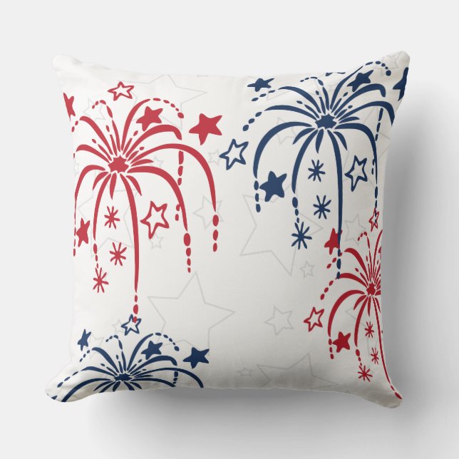 Red White en Blue Fireworks, 4 juli Pillow Kussen (Voorkant)