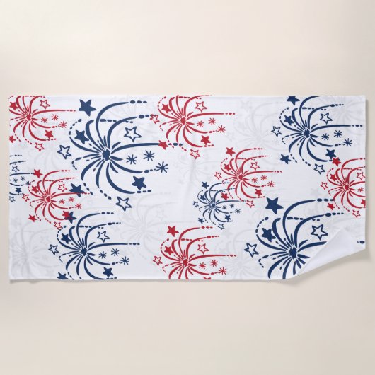 Red White en Blue Fireworks, 4 juli Strandlaken (Voorkant)