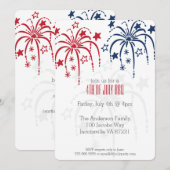 Red White en Blue Fireworks, 4 juli uitnodigingen (Voorkant / Achterkant)