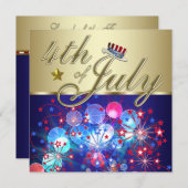 Red White en Blue Fireworks, 4 juli uitnodigingen (Voorkant / Achterkant)