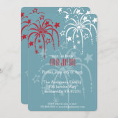 Red White en Blue Fireworks, 4 juli uitnodigingen (Voorkant / Achterkant)