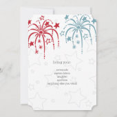 Red White en Blue Fireworks, 4 juli uitnodigingen (Achterkant)