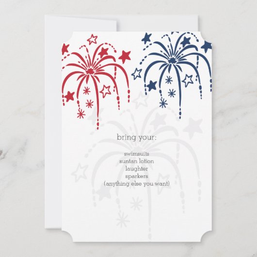Red White en Blue Fireworks, 4 juli uitnodigingen (Achterkant)