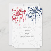 Red White en Blue Fireworks en Stars 4 juli Kaart (Achterkant)