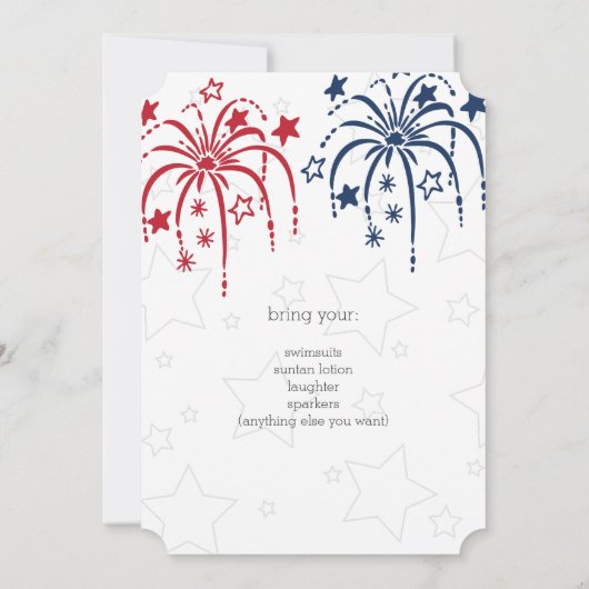 Red White en Blue Fireworks en Stars 4 juli Kaart (Achterkant)