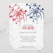 Red White en Blue Fireworks en Stars 4 juli Kaart (Voorkant / Achterkant)