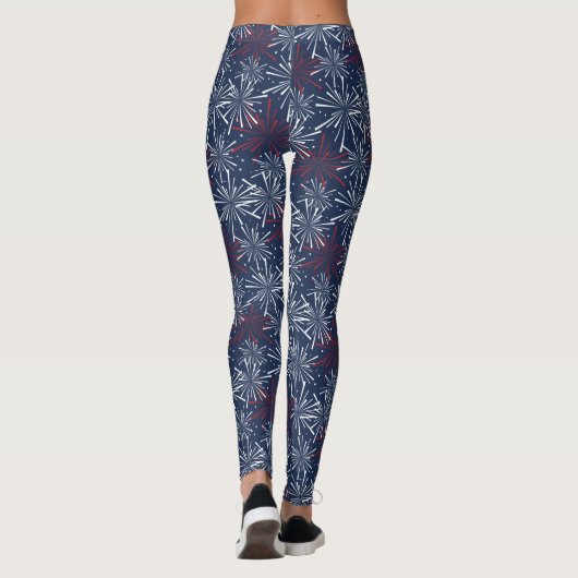 Red White en Blue Fireworks Pattern Leggings (Achterkant)