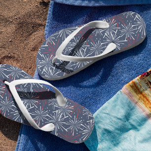 Red White en Blue Fireworks Pattern Teenslippers