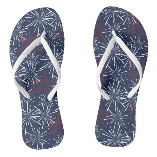 Red White en Blue Fireworks Pattern Teenslippers (Voetbed)